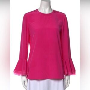 Tory Burch Gabby Ruffle Sleeve Silk Blouse size 8